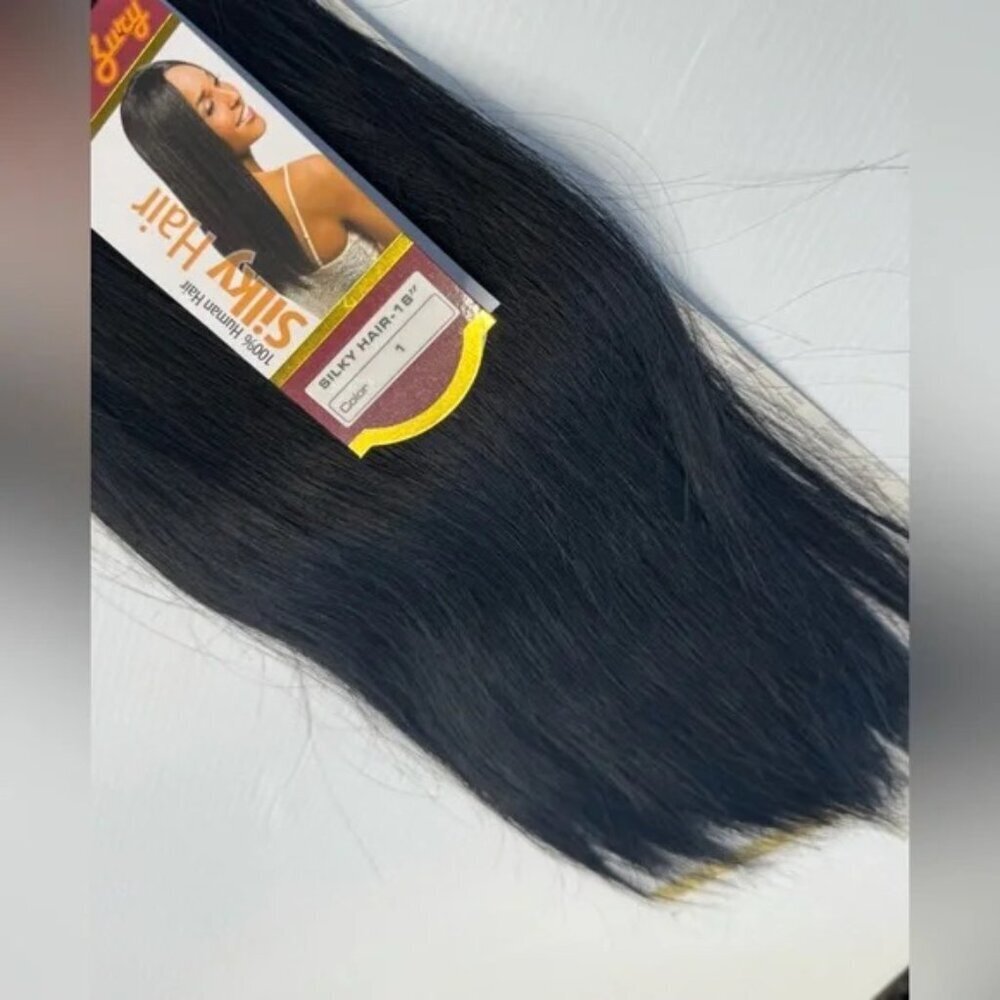 Silky Straight 100% Human Hair Weft – Black Color 1 – 16” – Sew-In Weave Bundle - Picture 4 of 5
